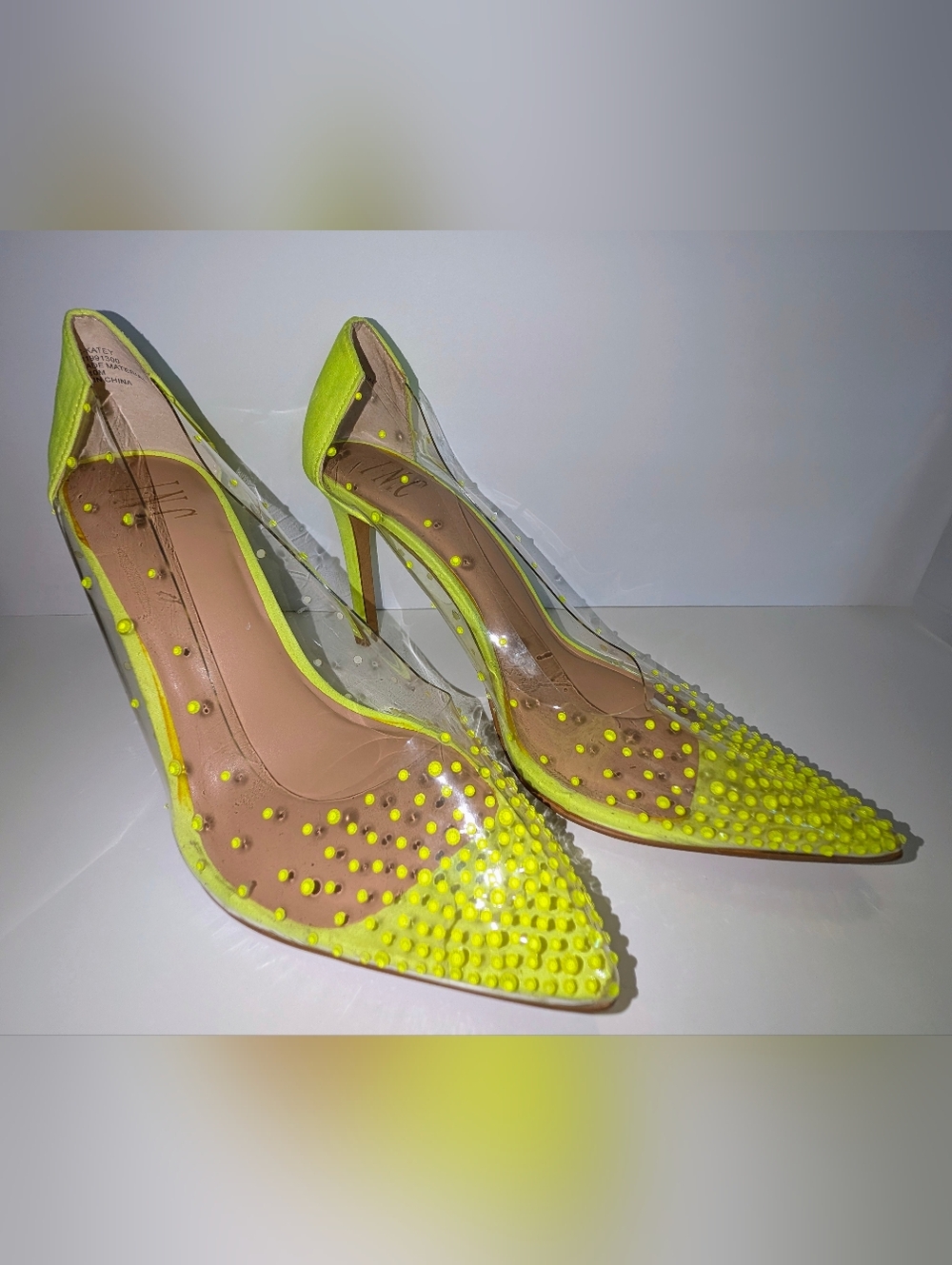 INC "Katey" Slip-On Rhinestone Pumps Neon Green/Yellow Size 10